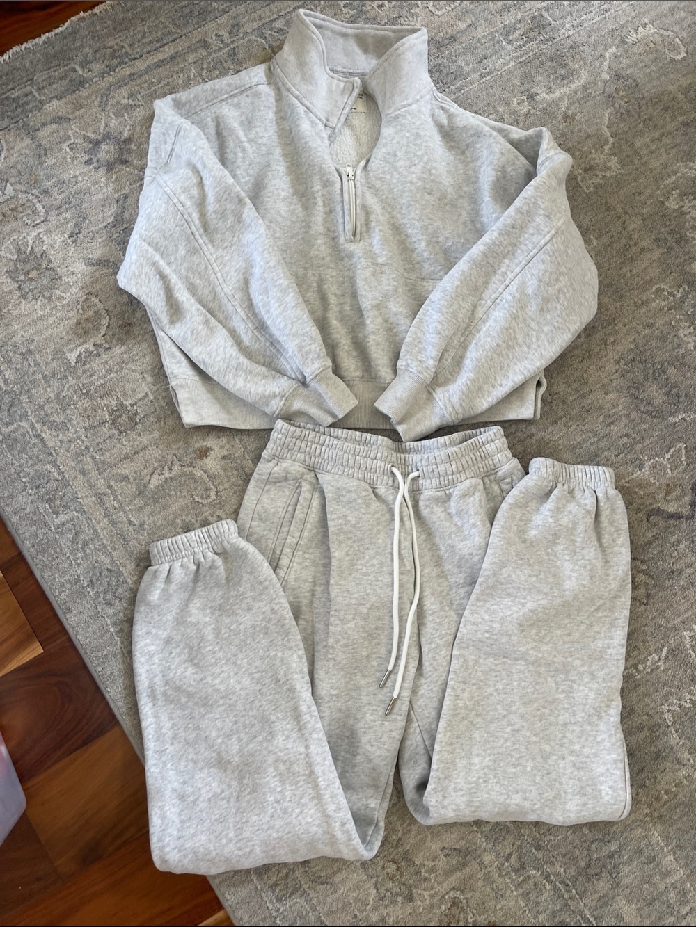 Abercrombie & Fitch Kids Light Gray Half-Zip Sweatshirt and sweatpants set